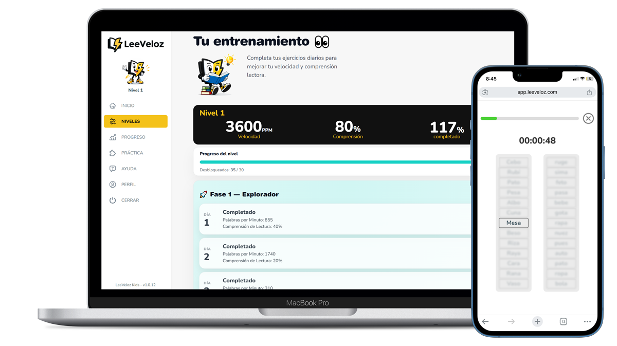 Vista previa de la plataforma LeeVeloz
